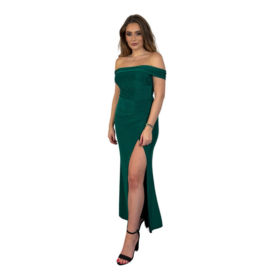 Rochie verde lungă cu umerii goi -k1