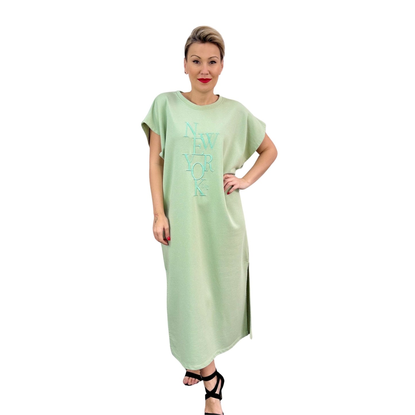 Rochie verde deschis cu sclipici -k2