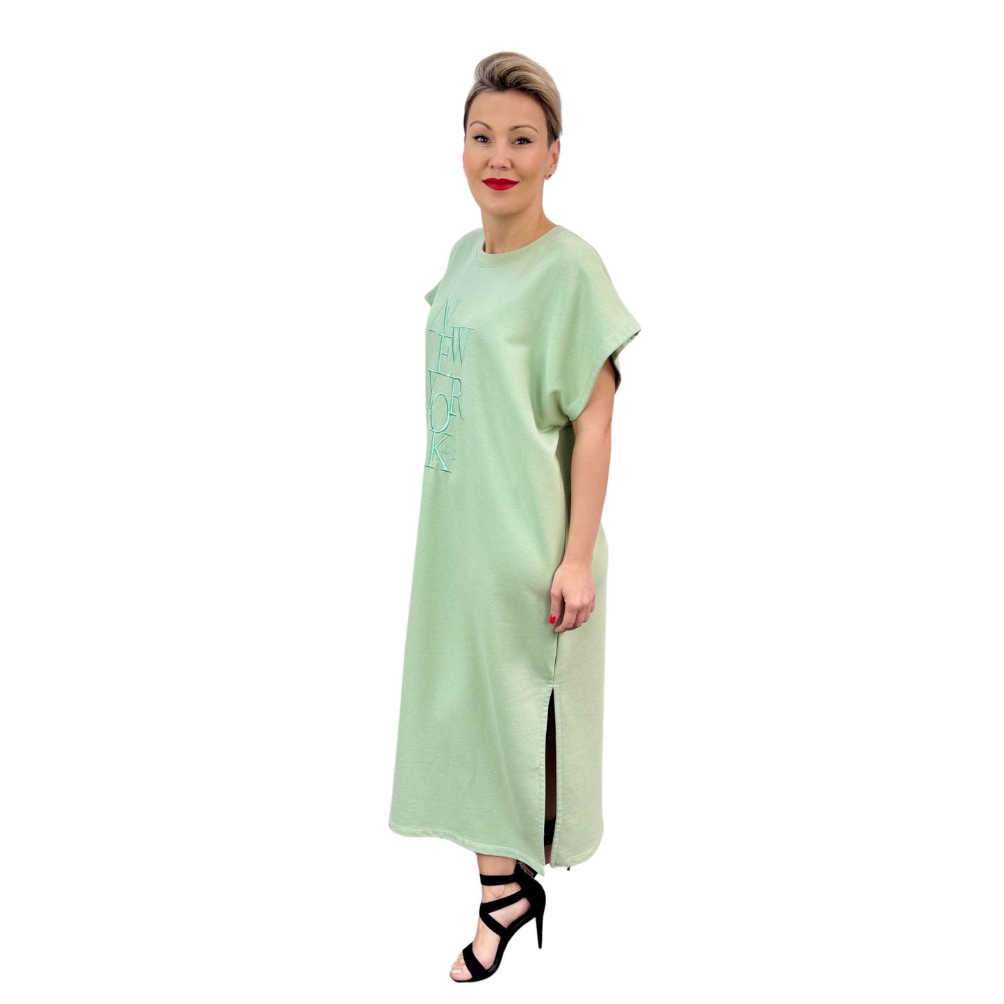 Rochie verde deschis cu sclipici -k2