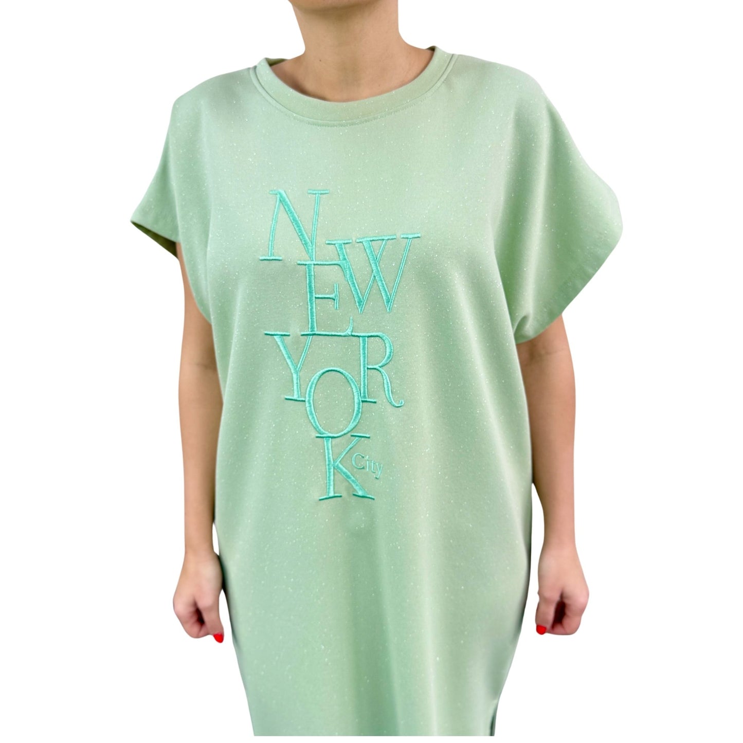 Rochie verde deschis cu sclipici -k2