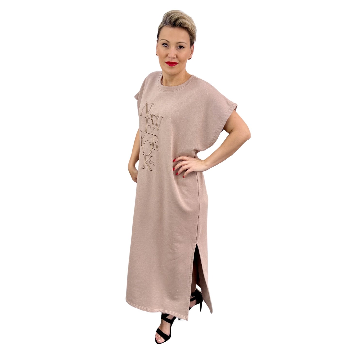Rochie bej cu sclipici -k2