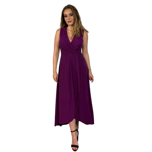 Rochie roz lungă cu sclipici -k1