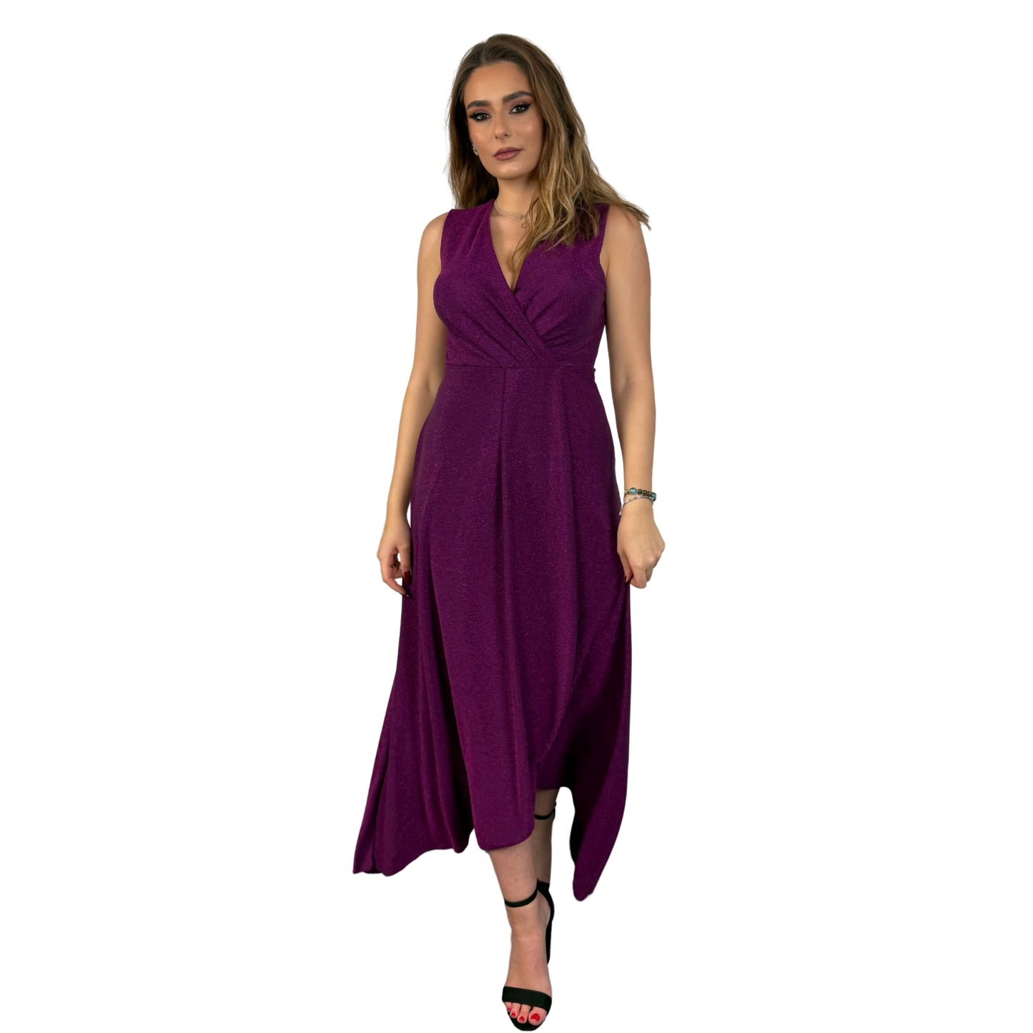 Rochie roz lungă cu sclipici -k1