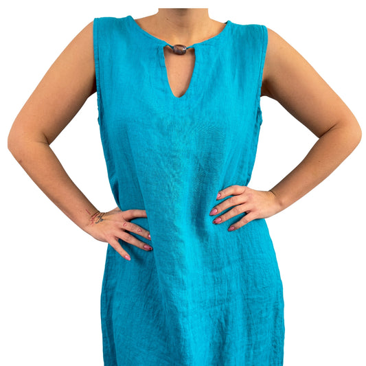 Rochie turcoaz de in cu mărgea -k1