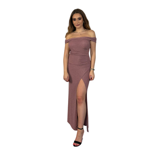 Rochie roz lungă cu umerii goi -k1