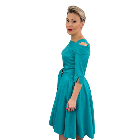 Rochie turcoaz din tafta -k1