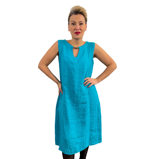 Rochie turcoaz de in cu mărgea -k1
