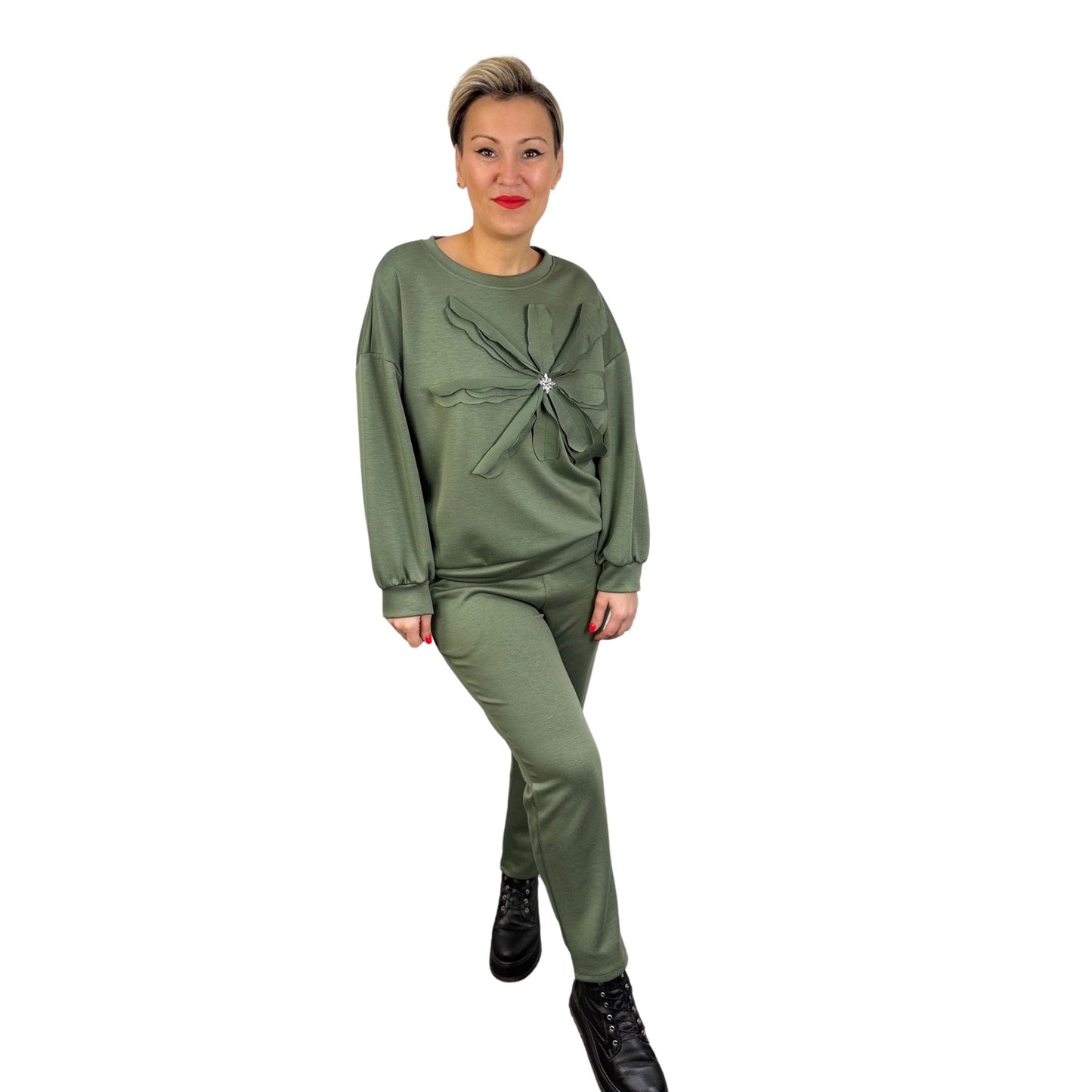 Trening kaki cu floare 3D -k2