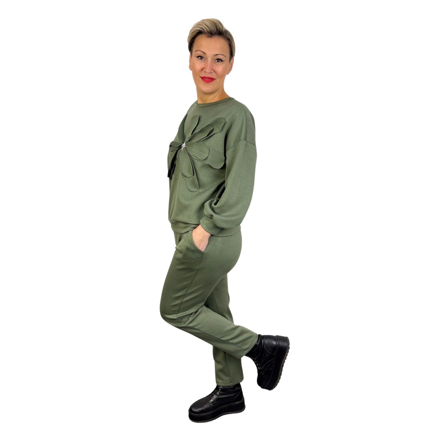 Trening kaki cu floare 3D -k2