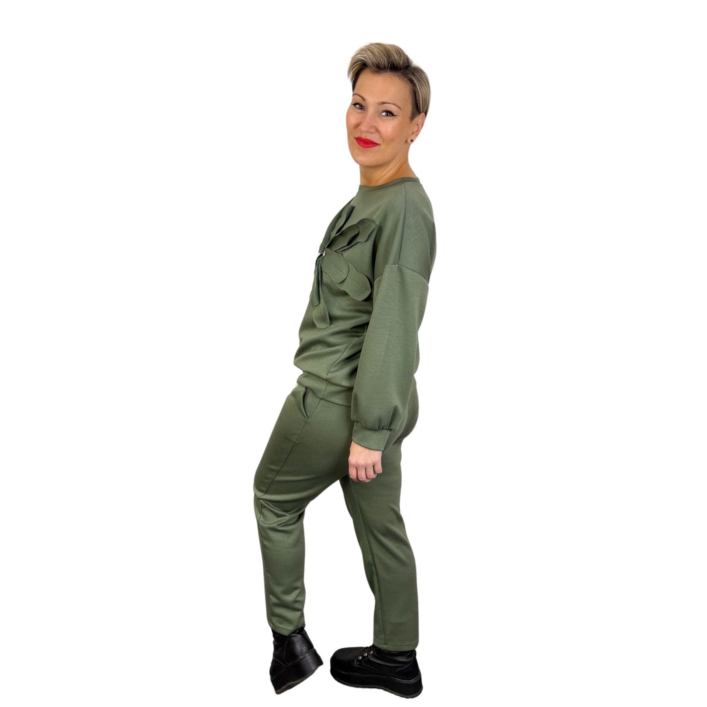 Trening kaki cu floare 3D -k2