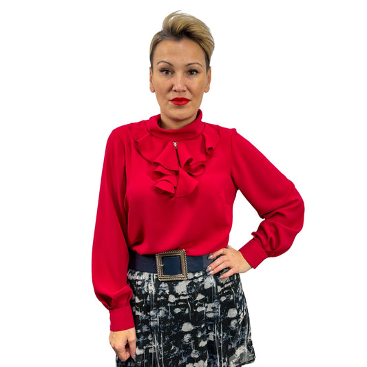 Cămașă roșie cu volan -k1