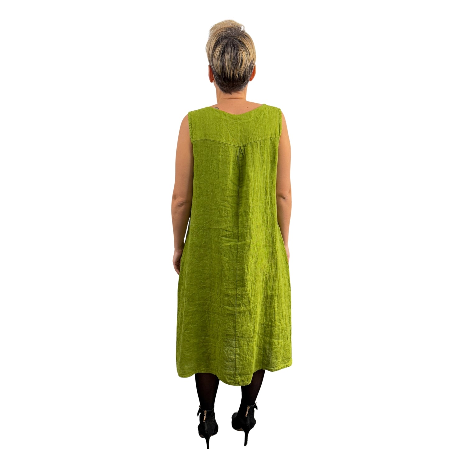 Rochie verde de in cu mărgea -k1