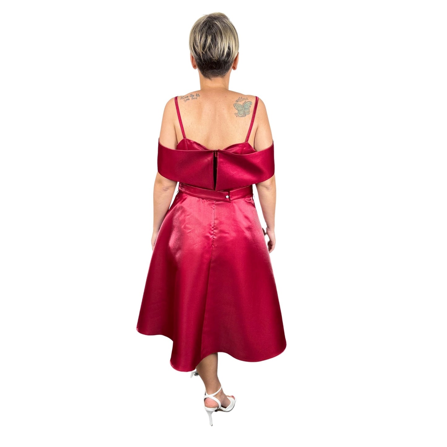 Rochie vișine din tafta perlată -k1