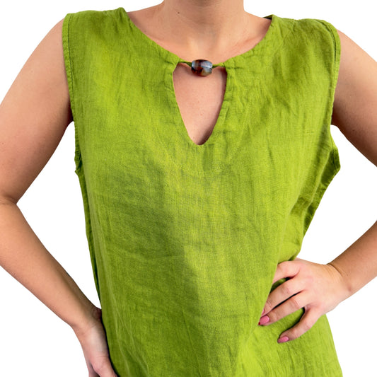 Rochie verde de in cu mărgea -k1