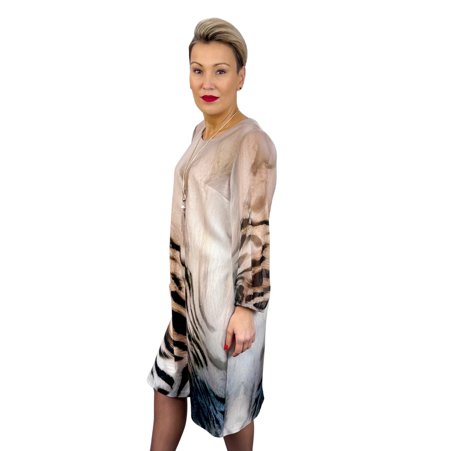Rochie bej animal print -k1