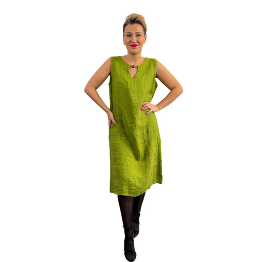 Rochie verde de in cu mărgea -k1