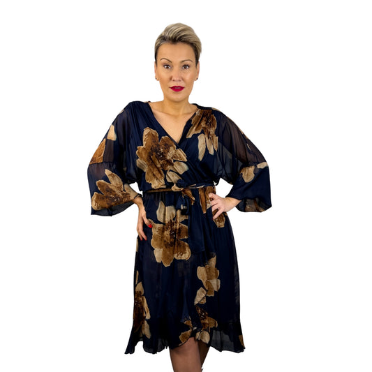 Rochie de mătase bleumarin -k1