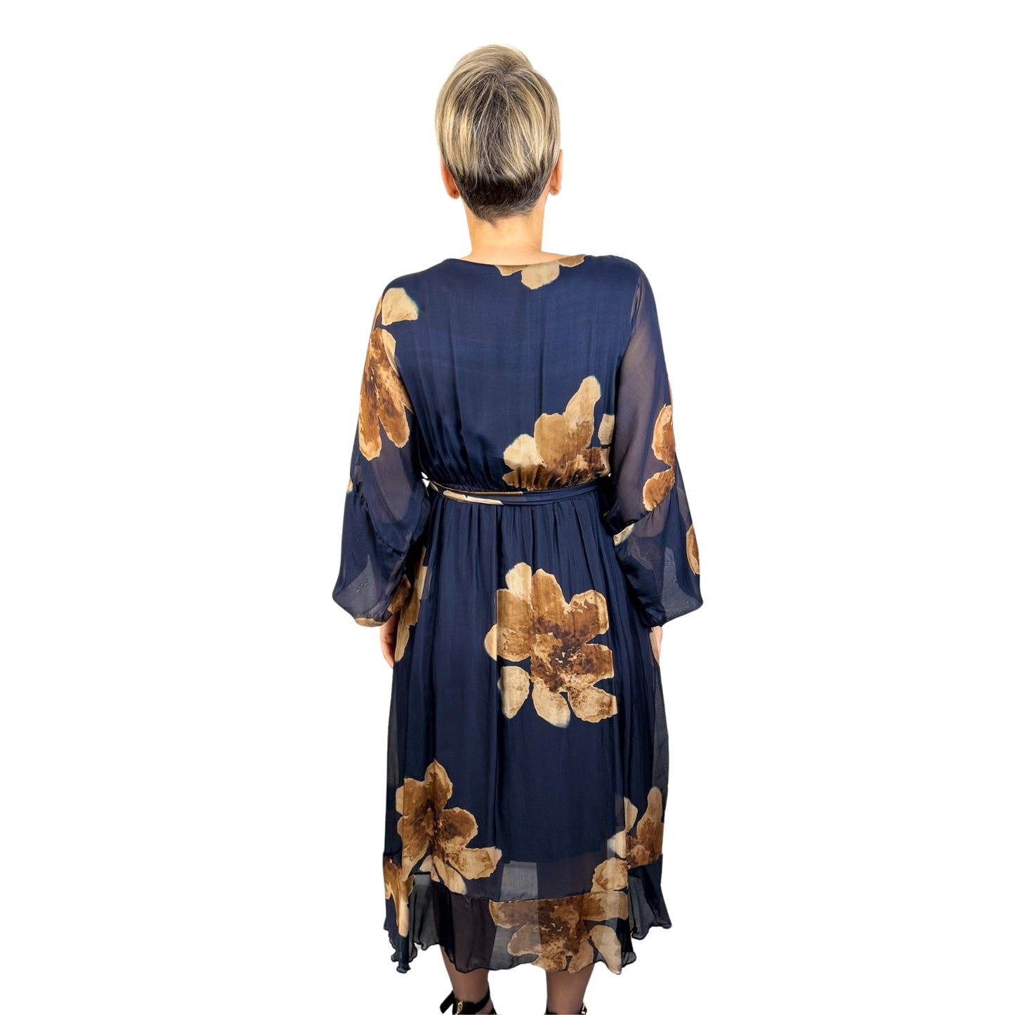 Rochie de mătase bleumarin -k1
