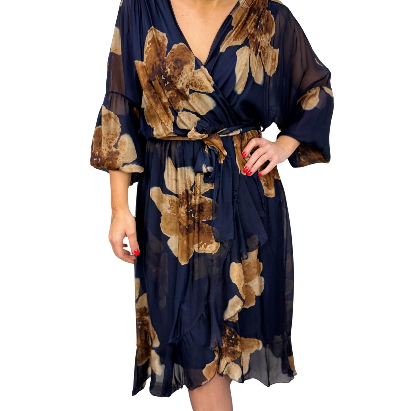 Rochie de mătase bleumarin -k1