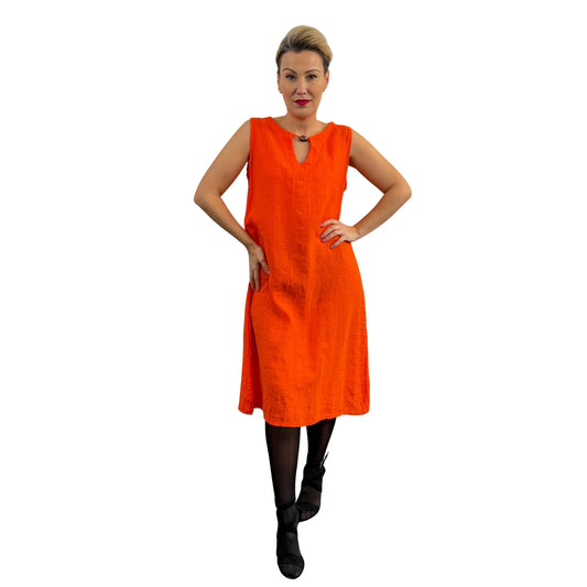 Rochie portocalie de in cu mărgea -k1
