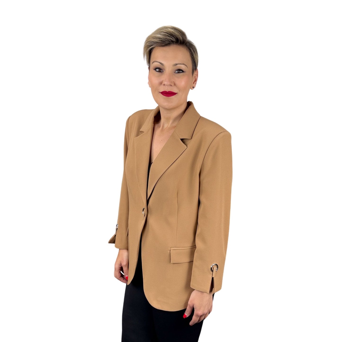 Sacou camel cu capsă -k1