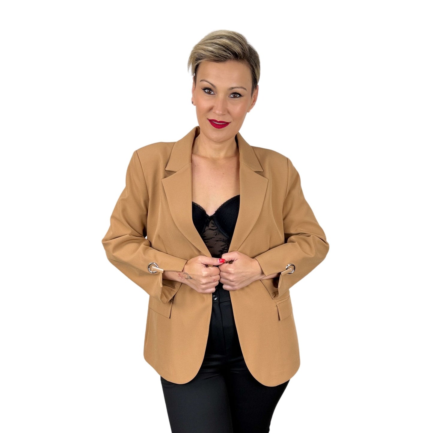 Sacou camel cu capsă -k1