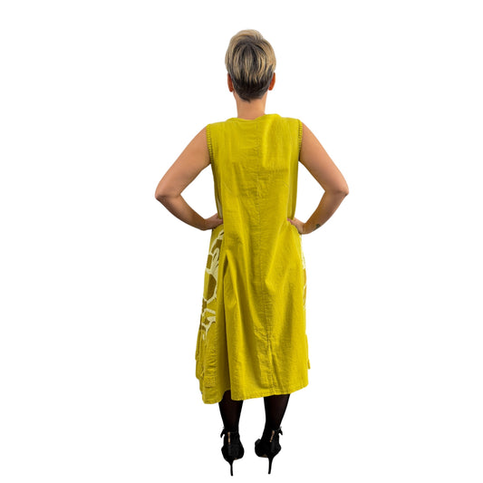 Rochie lime din in în linie A -k1
