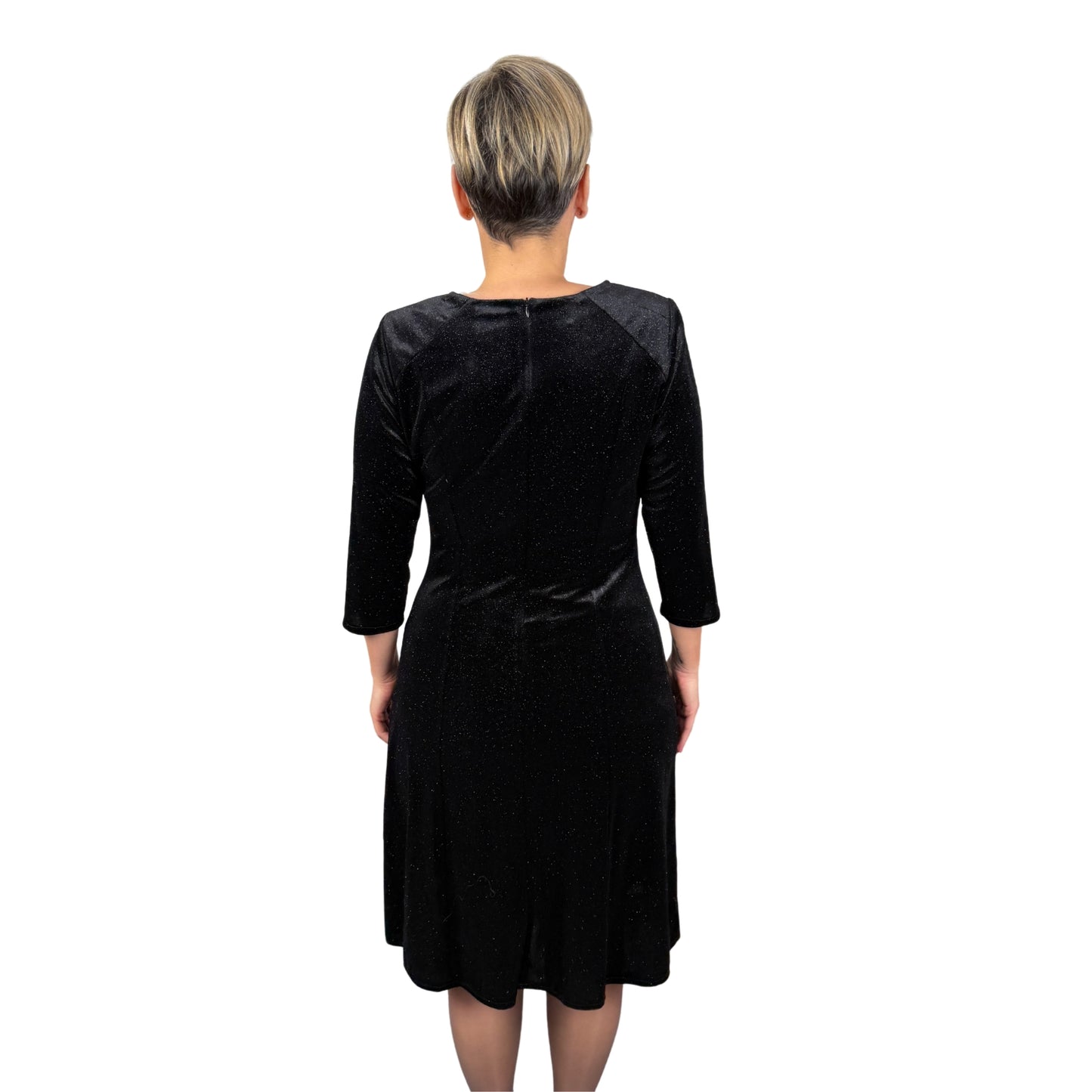 Rochie neagră de catifea cu sclipici -k1