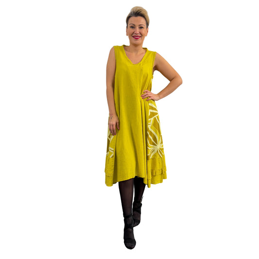 Rochie lime din in în linie A -k1
