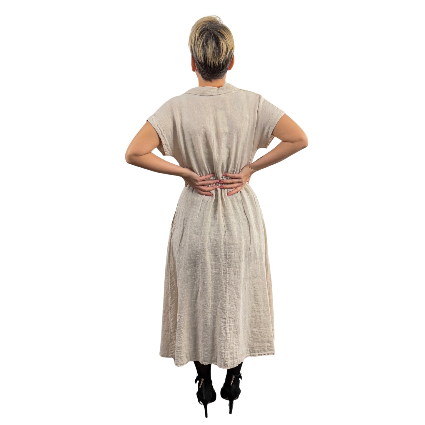 Rochie bej de in cambrată -k1