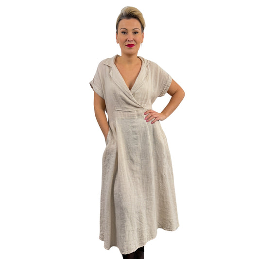 Rochie bej de in cambrată -k1