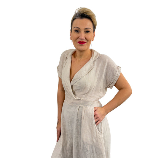 Rochie bej de in cambrată -k1