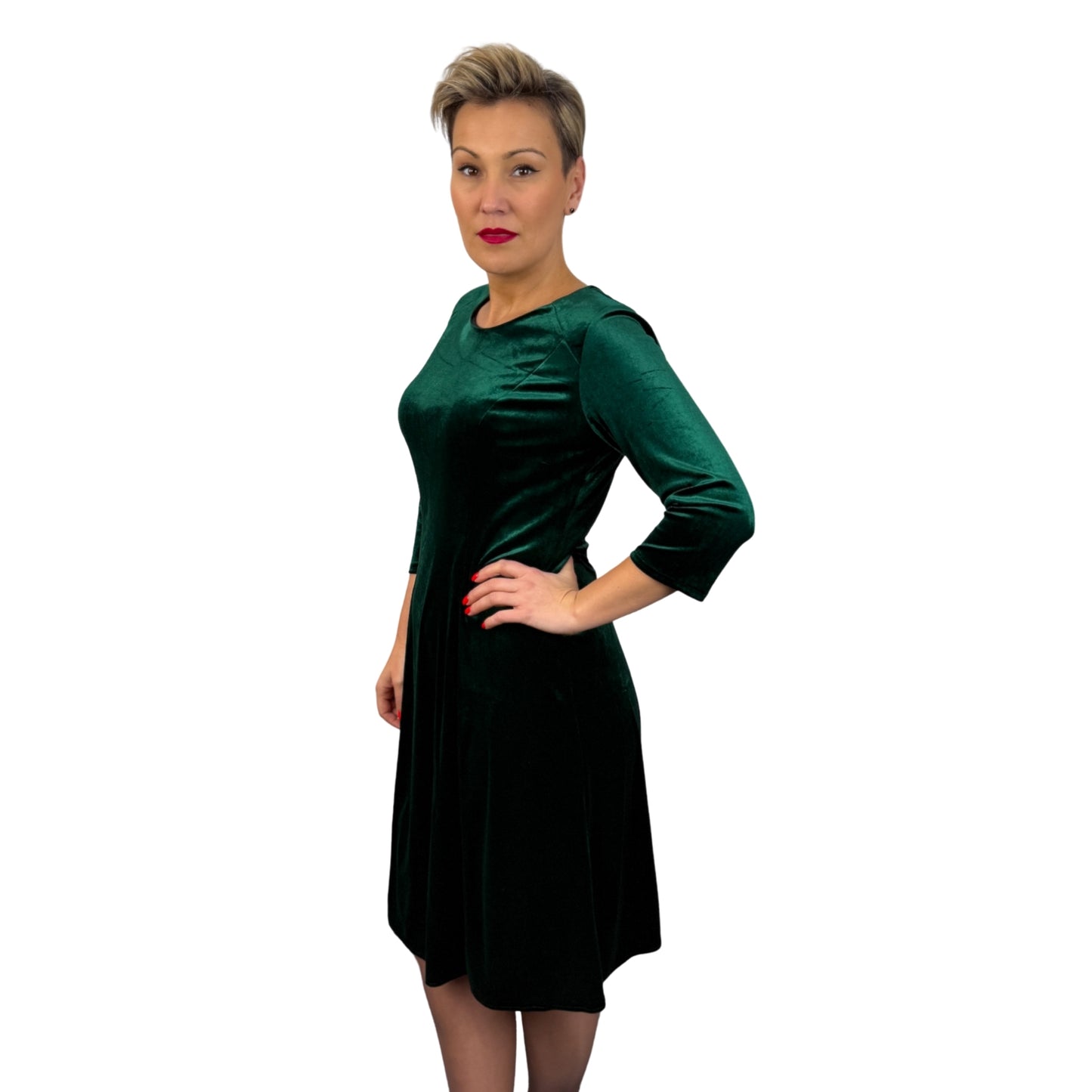 Rochie verde de catifea -k1
