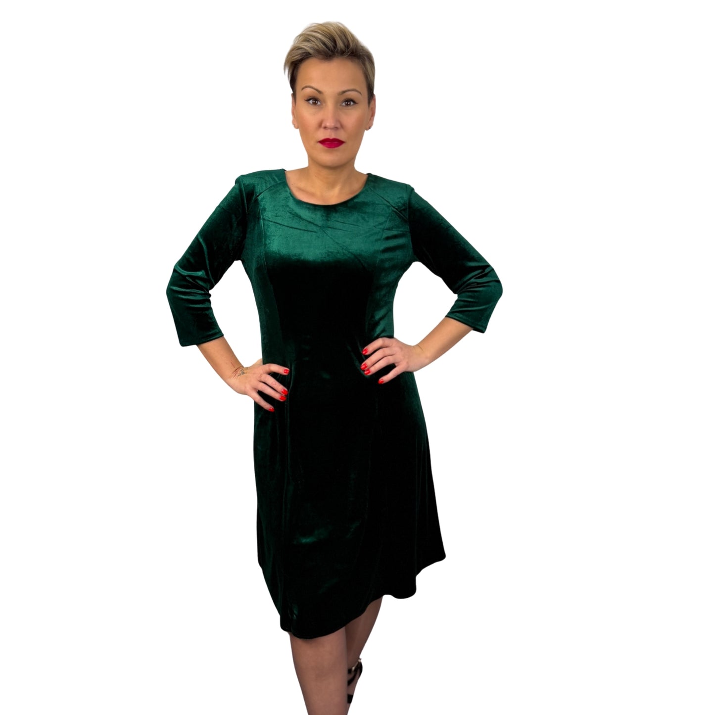 Rochie verde de catifea -k1