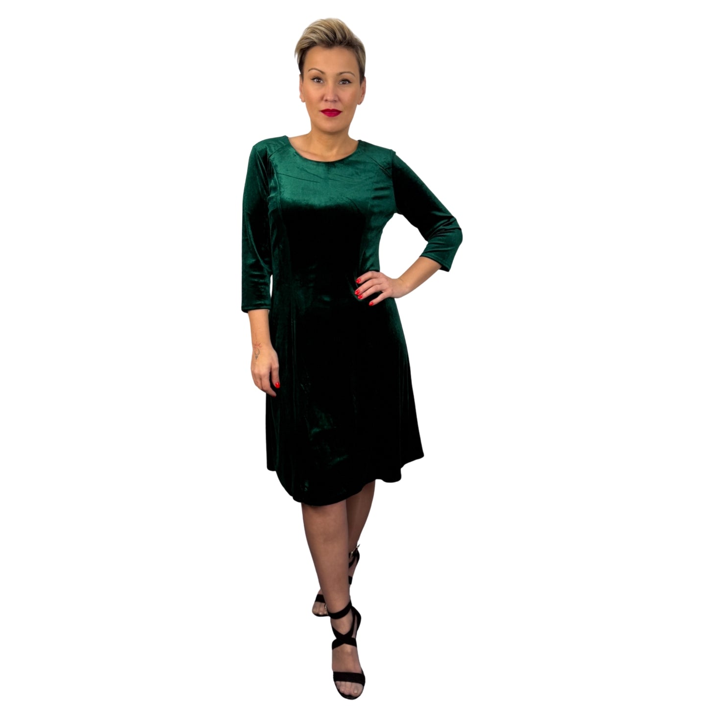 Rochie verde de catifea -k1