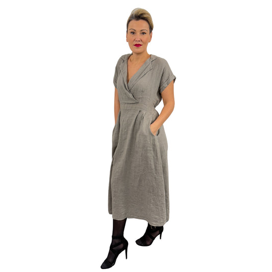 Rochie kaki de in cambrată -k1