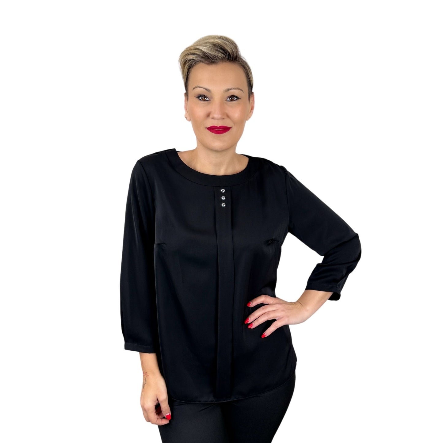 Cămașă neagră cu trei nasturi-k1