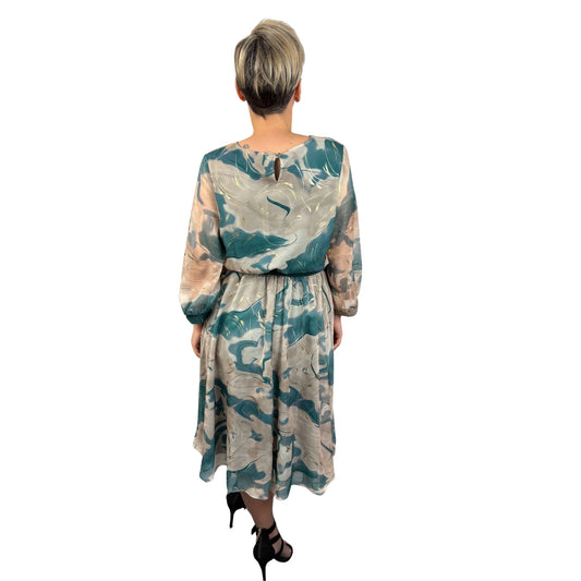 Rochie verde cu auriu de voal -k1