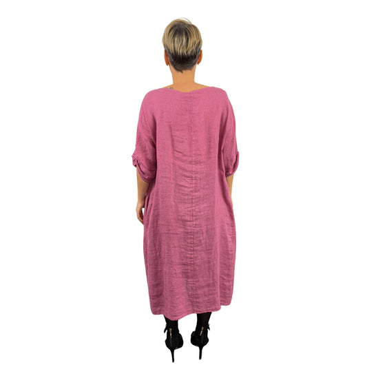 Rochie roz de in cu flori -k1