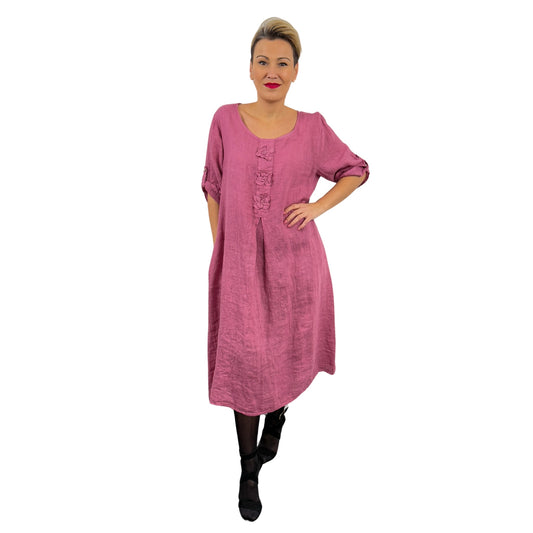 Rochie roz de in cu flori -k1