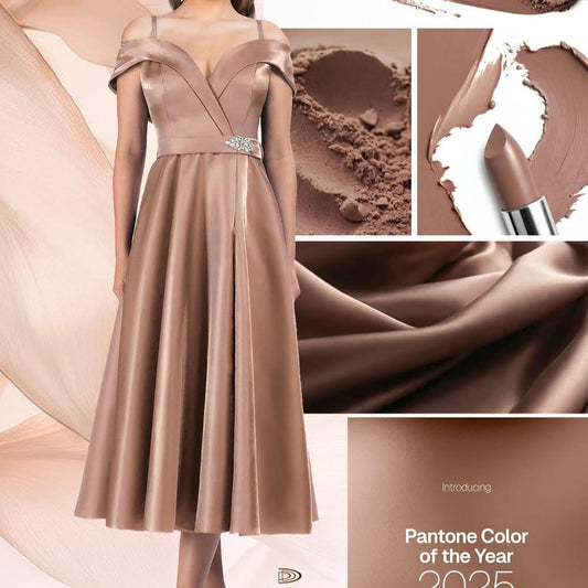 Rochie bej din tafta satinată -k1