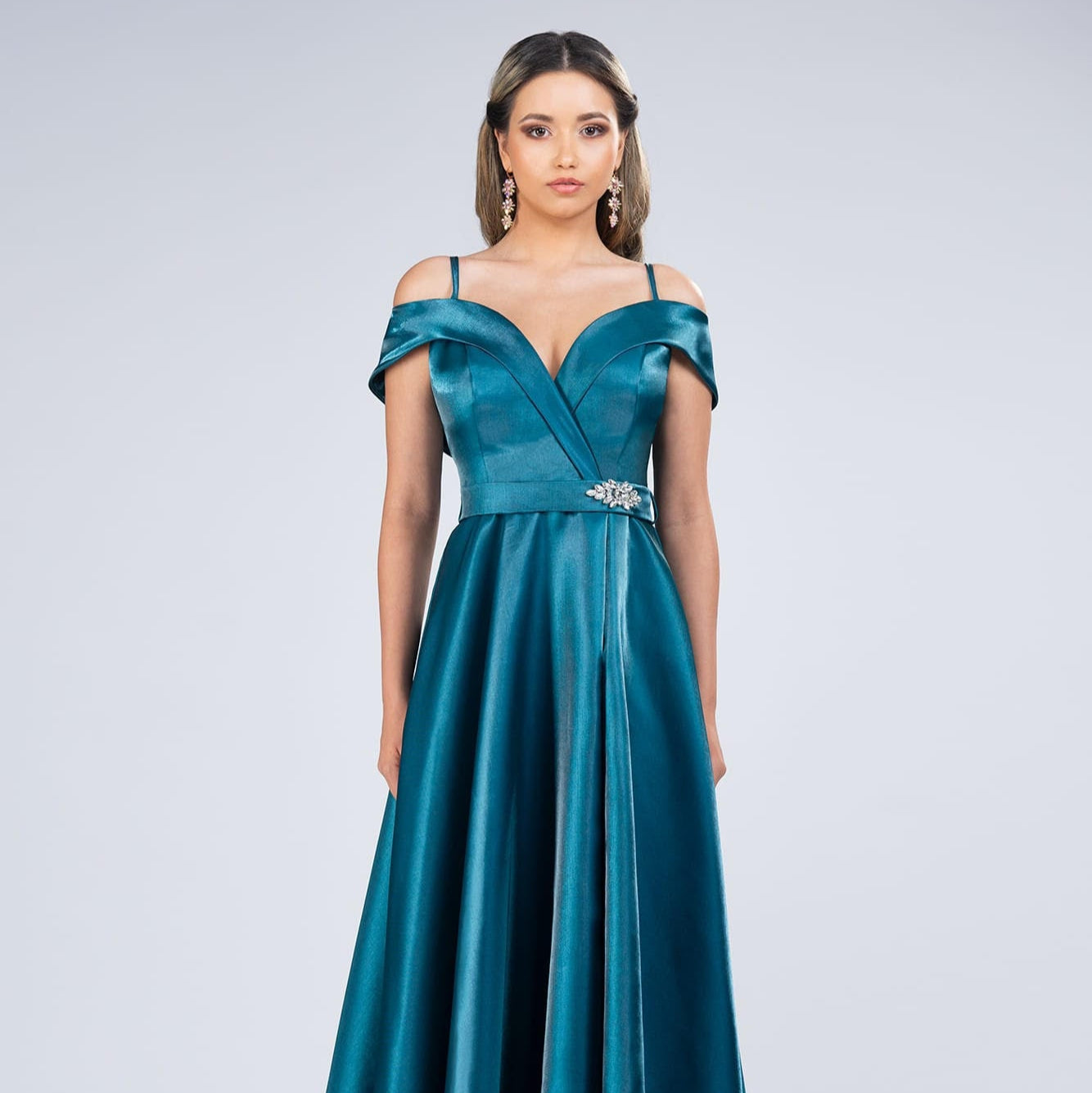 Rochie turcoaz satinată -k1