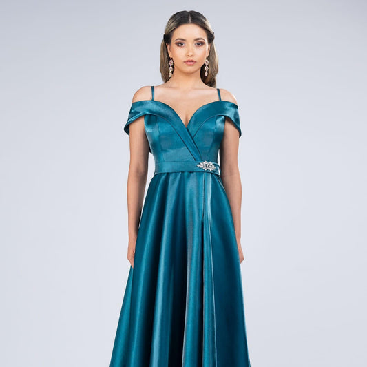 Rochie turcoaz satinată -k1